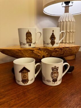 Vintage Mitterteich Porzellan Dutch Clock Mug Set of 4 | Germany